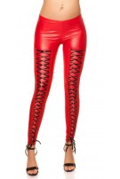 Sexy KouCla leggings with lacing at the front Red